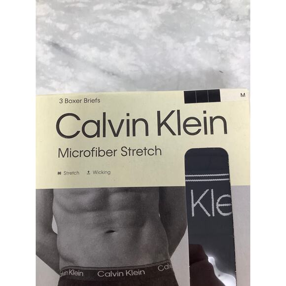 Calvin Klein Men's Medium Black 3 Pack Microfiber Stretch Boxer Brief A9-8 - Picture 4 of 8